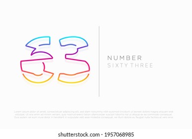 Number 63 sixty three logo icon design, vector template