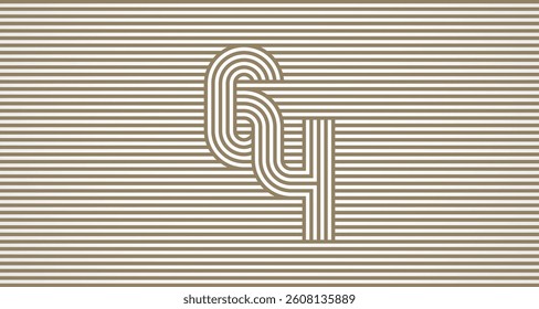 Number 64 logo design Inspiration, Number 64 logo multi line style that blends into the line background, flat design logo template, vector illustration