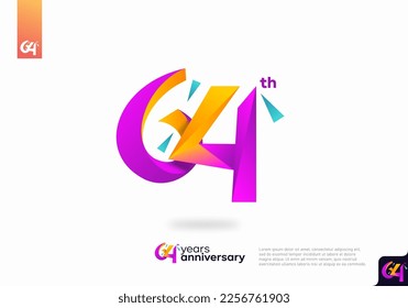 Number 64 logo icon design, 64th birthday logo number, anniversary 64