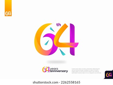 Number 64 logo icon design, 64th birthday logo number, 64th anniversary.