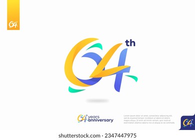 Number 64 logo icon design, 64th birthday logo number, anniversary 64