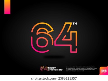 Number 64 logo icon design, 64th birthday logo number, anniversary 64