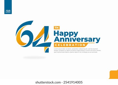 Número 64 logotipo ícone design, 64º aniversário logotipo número, aniversário 64