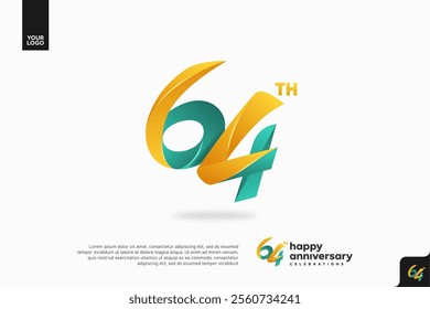 Number 64 logo icon design, 64th birthday logo number, anniversary 64