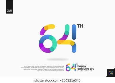 Number 64 logo icon design, 64th birthday logo number, anniversary 64