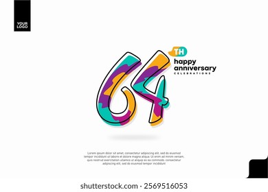 Number 64 logo icon design, 64th birthday logo number, anniversary 64