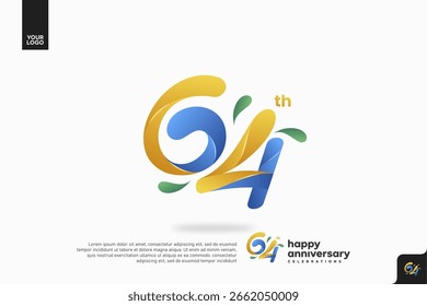 Nummer 64 Logo Icon Design, 64. Geburtstag Logo Nummer, Jubiläum 64