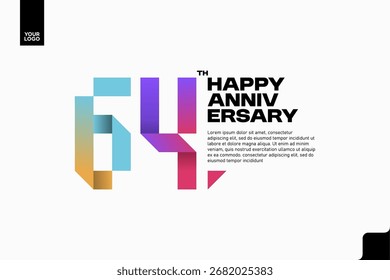 Número 64 diseño de icono de logotipo, número de logotipo de cumpleaños 64, aniversario 64