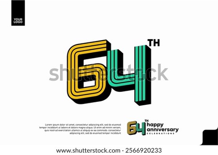 Number 64 logo icon design, 64th birthday logo number, anniversary 64