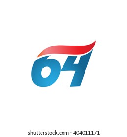 number 64 swoosh design template logo blue red