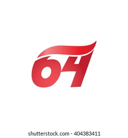 number 64 swoosh design template logo red