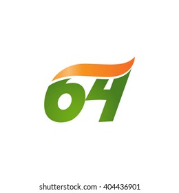 number 64 swoosh design template logo green orange