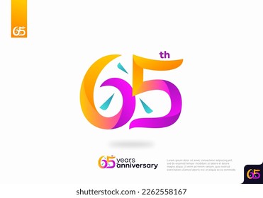 Number 65 logo icon design, 65th birthday logo number, 65th anniversary.