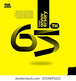 Number 65 logo icon design, 65th anniversary logotype