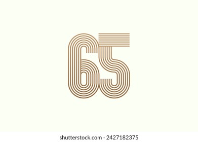 Logotipo del número 65. Monograma Número 65 logo estilo multi línea. utilizable para logotipos de negocios y aniversario. plantilla de logotipo de diseño plano. ilustración vectorial