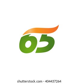 number 65 swoosh design template logo green orange