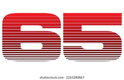 Number 65 Vector Illustration. Red Number Sixty Five Isolated On A White Background
