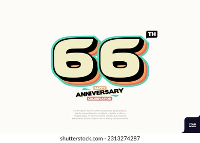 Diseño del icono del logo número 66, número del logotipo de cumpleaños número 66, aniversario 66