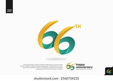Number 66 logo icon design, 66th birthday logo number, anniversary 66