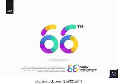 Number 66 logo icon design, 66th birthday logo number, anniversary 66