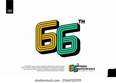 Number 66 logo icon design, 66th birthday logo number, anniversary 66