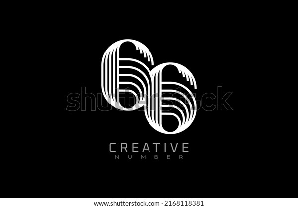 Number 66 Logo, modern and creative\
number 66 multi line style, usable for brand, anniversary and\
business logos, flat design logo template, vector\
illustration