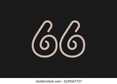Number 66 Logo, Monogram Number 66 line style, usable for anniversary and business logos, flat design logo template, vector illustration