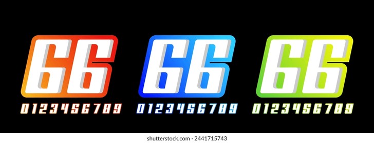 number 66 Racing effects for motorsport, automotive, sports, car racing, racing