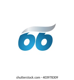 number 66 swoosh design template logo blue gray