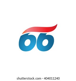 number 66 swoosh design template logo blue red