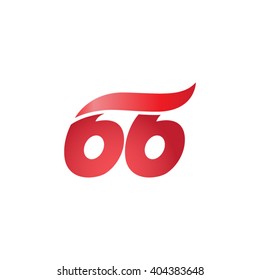 number 66 swoosh design template logo red