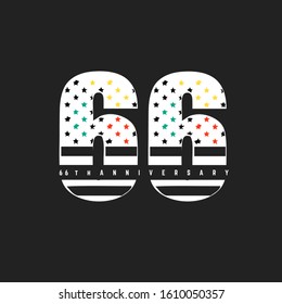 Number 66 vector font alphabet colorful map design symbol logo