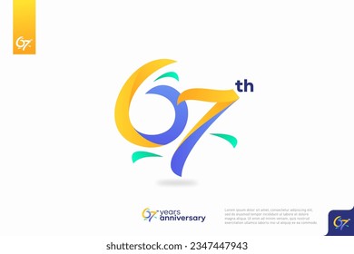 Number 67 logo icon design, 67th birthday logo number, anniversary 67