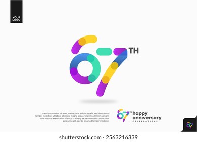 Number 67 logo icon design, 67th birthday logo number, anniversary 67