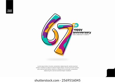 Number 67 logo icon design, 67th birthday logo number, anniversary 67