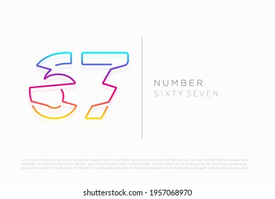 Number 67 sixty seven logo icon design, vector template