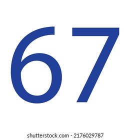 NÚMERO 67 ILUSTRACIÓN DE VECTORES AISLADA EN FONDO BLANCO