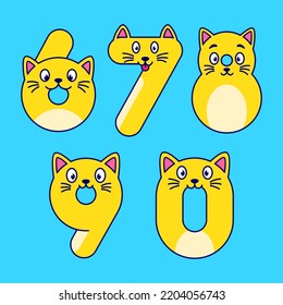the number 67890 like a cute cat vector illustration. cartoon cat birthday numbers