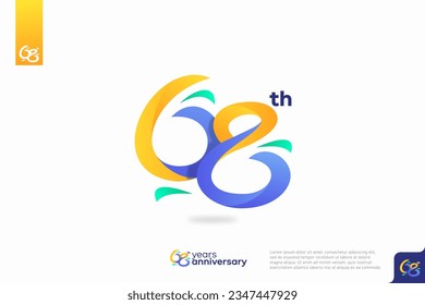 Diseño del icono del logo número 68, número del logotipo de cumpleaños número 68, aniversario 68