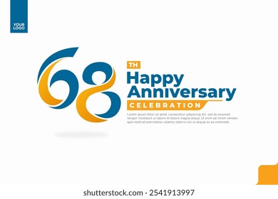 Número 68 diseño de icono de logotipo, número de logotipo de cumpleaños 68, aniversario 68