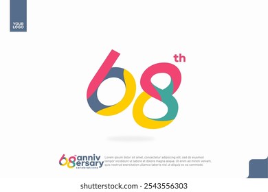 Number 68 logo icon design, 68th birthday logo number, anniversary 68