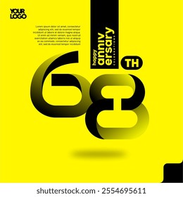 Number 68 logo icon design, 68th anniversary logotype