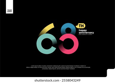 Number 68 logo icon design, 68th birthday logo number, anniversary 68