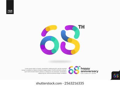 Number 68 logo icon design, 68th birthday logo number, anniversary 68