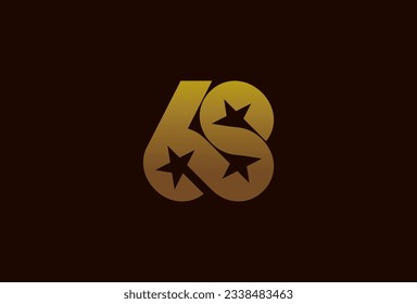 Number 68 Logo. Monogram number 68 formed from the infinity symbol with a star in the negative space. usable for business and anniversary logos, flat design logo template. vector illustration