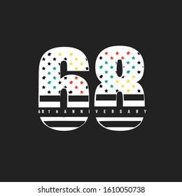 Number 68 vector font alphabet colorful map design symbol logo