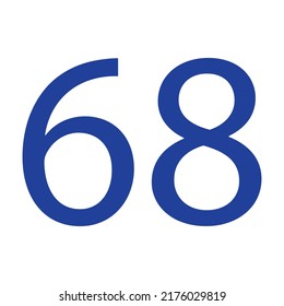 NÚMERO 68 ILUSTRACIÓN DE VECTORES AISLADA EN FONDO BLANCO