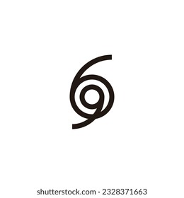 Number 69 combination geometric symbol simple logo vector