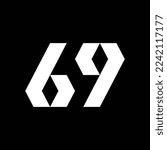 Number 69 diamond shape logo illustration