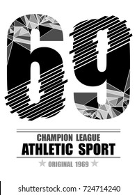 Nummer 69 mit Geometrie und Typografie Sportsport